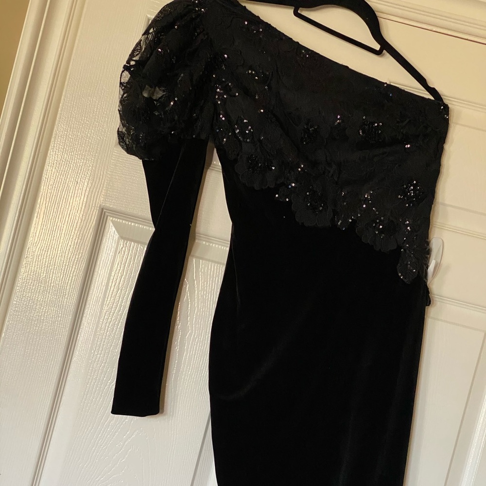 Black Nicole Bakti lace and sequins dress